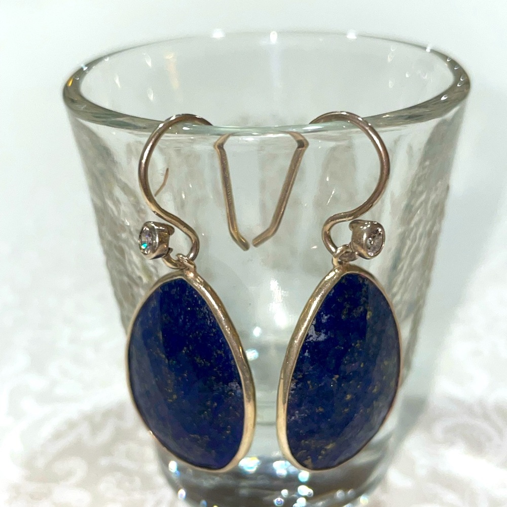 Silpada Blue Lapis Lazuli Earrings CZ Sterling Silver. Really classic design